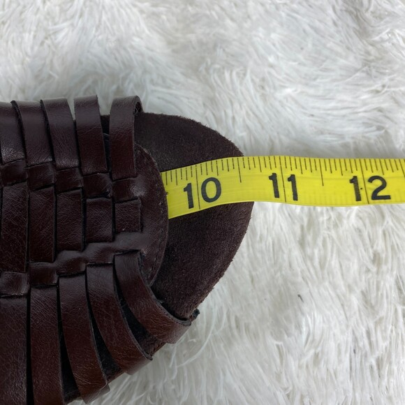 Zodiac Vintage Brown Leather Woven Platform Block Heels Approx 9 - Picture 9 of 10